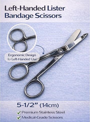 Left-Handed Lister Bandage Scissors – 5-1/2" (14cm) Stainless Steel Medical Scissors with Safety Tip in Saudi Arabia