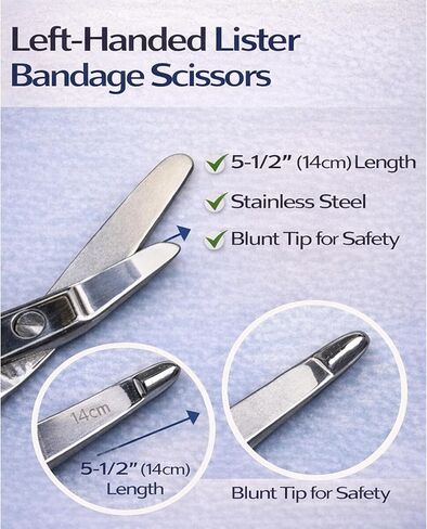 Left-Handed Lister Bandage Scissors – 5-1/2" (14cm) Stainless Steel Medical Scissors with Safety Tip in Saudi Arabia