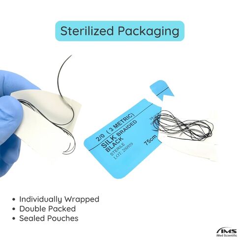 خيوط تدريب IMEDS 2/0 حرير، صندوق مكون من 12 قطعة من خيوط الخياطة بإبرة، مجموعة تعليمية تجريبية in Kuwait