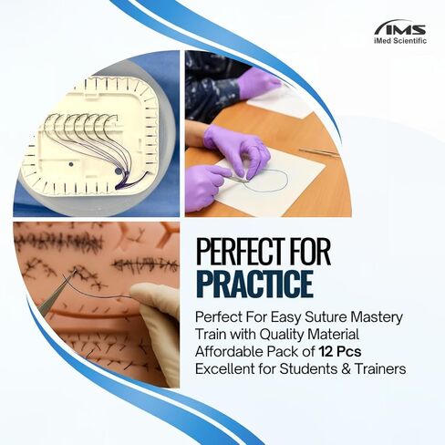 خيوط تدريب IMEDS 2/0 حرير، صندوق مكون من 12 قطعة من خيوط الخياطة بإبرة، مجموعة تعليمية تجريبية in Kuwait