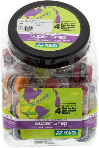 مقبض YONEX Super GRAP - AC102T60EX، عبوة من 60 مقبض بألوان متنوعة in Saudi Arabia
