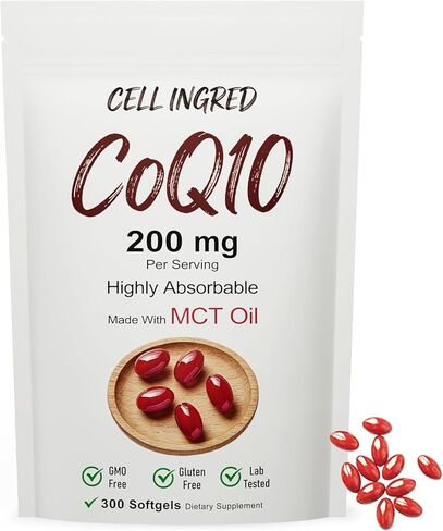 CQ10, 200 mg per Serving, 300 softgels with Coconut MCT Oil, Highly absorbable ubiquinone Form of CoQ10, antioxidant Support for Heart and Energy Health, Non-GMO, Gluten-Free, Soy-Free. in Saudi Arabia