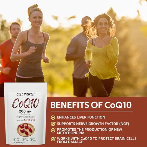 CQ10, 200 mg per Serving, 300 softgels with Coconut MCT Oil, Highly absorbable ubiquinone Form of CoQ10, antioxidant Support for Heart and Energy Health, Non-GMO, Gluten-Free, Soy-Free. in Saudi Arabia