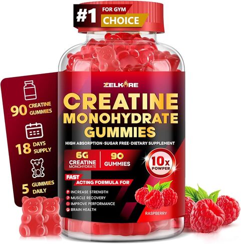 Creatine Monohydrate Gummies 6000mg for Men & Women, Sugar Free Creatine Gummy for Pre & Post Workout, High Absorption Supplement with BCAA, Support Boost Strength, Endurance & Muscle Recovery in Saudi Arabia