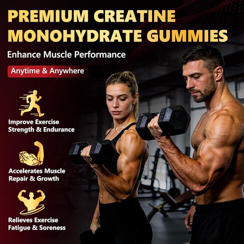 Creatine Monohydrate Gummies 6000mg for Men & Women, Sugar Free Creatine Gummy for Pre & Post Workout, High Absorption Supplement with BCAA, Support Boost Strength, Endurance & Muscle Recovery in Saudi Arabia