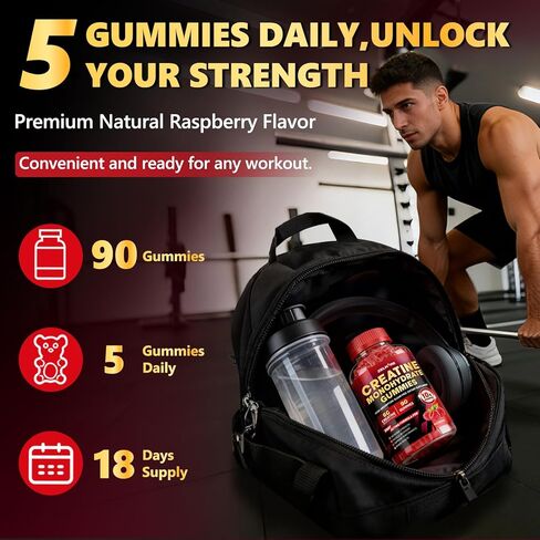 Creatine Monohydrate Gummies 6000mg for Men & Women, Sugar Free Creatine Gummy for Pre & Post Workout, High Absorption Supplement with BCAA, Support Boost Strength, Endurance & Muscle Recovery in Saudi Arabia