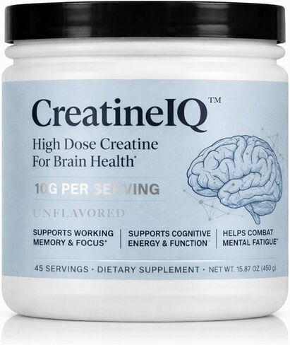 CreatineIQ High Dose Creatine Powder for Brain Health – 10g Per Serving – Supports Cognitive Energy, Focus & Mental Fatigue – Unflavored Creatine Monohydrate – 45 Servings in Kuwait