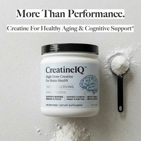 CreatineIQ High Dose Creatine Powder for Brain Health – 10g Per Serving – Supports Cognitive Energy, Focus & Mental Fatigue – Unflavored Creatine Monohydrate – 45 Servings in Kuwait