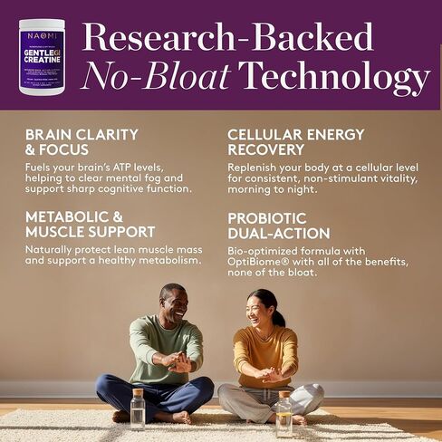 NAOMI Gentle GI Creatine مع OPTIBIOME®، مونوهيدرات الكرياتين الصديق للأمعاء لتقوية العضلات والتعافي والتركيز الذهني، غير معدل وراثيًا، مكمل كرياتين يومي نظيف للرجال والنساء، كمية تكفي لمدة 90 يومًا in Kuwait