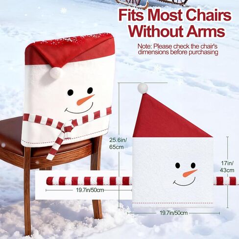 homyfort Christmas Chair Covers Set of 6 - Removable Washable Chair Back Covers for Dining Chairs, Holiday Party Decor for Families & Hosts in Kuwait