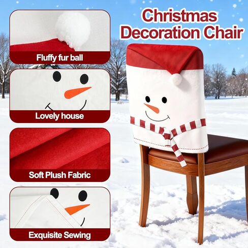 homyfort Christmas Chair Covers Set of 6 - Removable Washable Chair Back Covers for Dining Chairs, Holiday Party Decor for Families & Hosts in Kuwait
