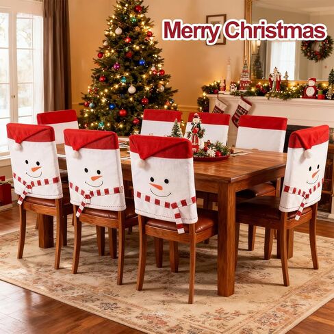 homyfort Christmas Chair Covers Set of 6 - Removable Washable Chair Back Covers for Dining Chairs, Holiday Party Decor for Families & Hosts in Kuwait