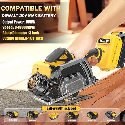 أداة قطع لاسلكية متوافقة مع بطارية DeWalt 20V MAX (بدون بطارية) 3 بوصات منشار دائري صغير بدون فرش محرك مدمج بدون فرش 19,000 دورة في الدقيقة مع 6 قطع شفرات، لقطع المعادن/الخشب/البلاط/البلاستيك in Kuwait