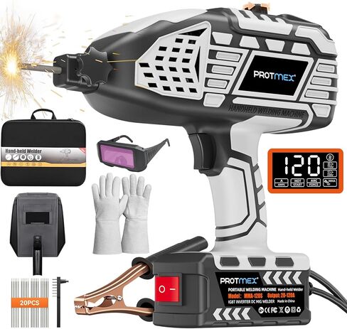 ماكينة لحام محمولة - 110 فولت عاكس IGBT مع 5 تيارات قابلة للتعديل، مسدس لحام ARC يناسب قضبان لحام 3/32 بوصة - 1/8 بوصة للمشروعات المنزلية، DIY، الإصلاح (20 قطعة قضبان) in Kuwait