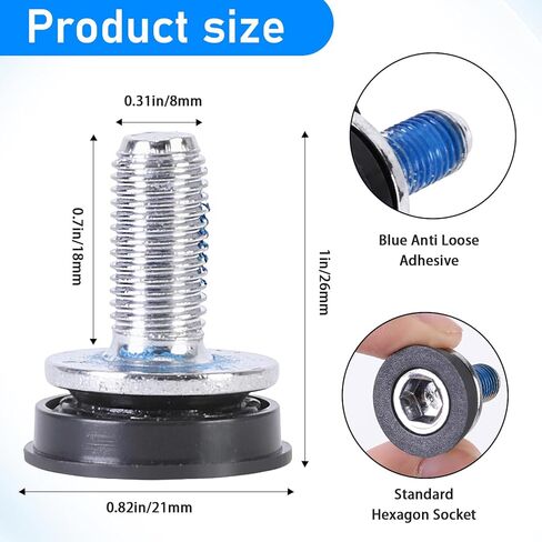 16 Pcs Bike Hex Crank Arm Fixing Bolt, Stainless Steel 8 mm Bicycle Crank Arm Bolts, Bike Headset Bolt Replacement Parts Bottom Bracket Bolts, Square Hole Center Shaft Screws in Saudi Arabia
