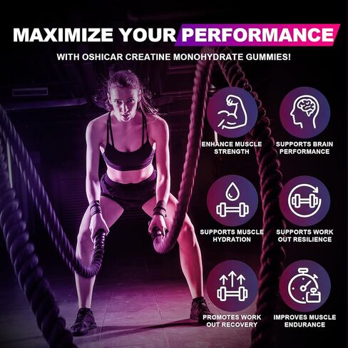 OSHICAR Creatine Gummies 5000mg – 3 Gummies = 5g Creatine Monohydrate with L-Carnitine, BCAA, Taurine – Sugar Free, Vegan Pectin Based, Natural Color – Muscle Strength & Recovery – 120 Gummies in Saudi Arabia