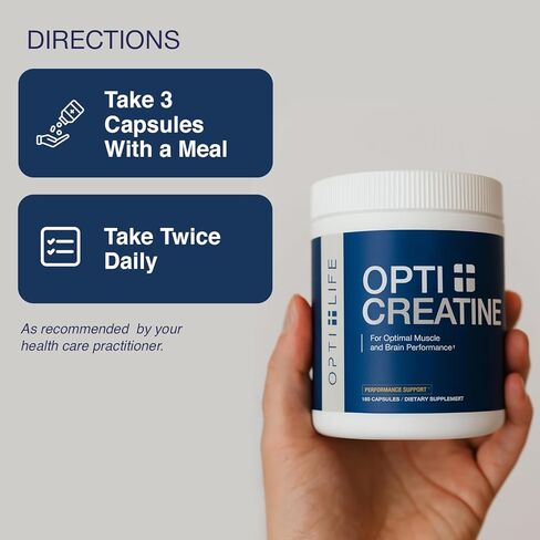 Opti + Creatine Monohydrate Capsules | Support Muscle Recovery, Energy and Healthy Stamina* | Daily Creatine Supplement | 180 Capsules/60 Servings in Saudi Arabia