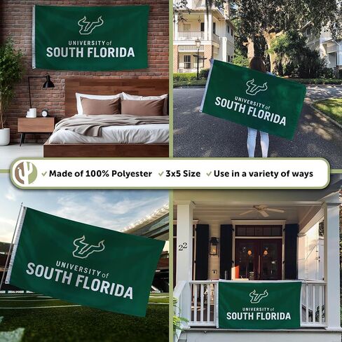 Desert Cactus University of South Florida USF Flag - 3 x 5 Feet Bulls Banner, Indoor/Outdoor Durable Fabric, 100% Polyester Design (Style 3) in Saudi Arabia