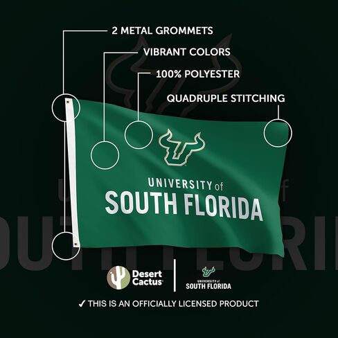 Desert Cactus University of South Florida USF Flag - 3 x 5 Feet Bulls Banner, Indoor/Outdoor Durable Fabric, 100% Polyester Design (Style 3) in Saudi Arabia