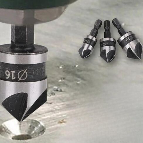 3pcs Carbon Steel 90-Degree 1/4" Hex Shank Counterbore Drill Bits for Woodworking in Saudi Arabia