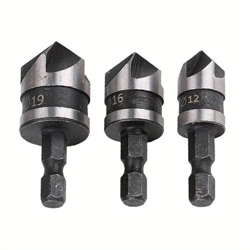 3pcs Carbon Steel 90-Degree 1/4" Hex Shank Counterbore Drill Bits for Woodworking in Saudi Arabia