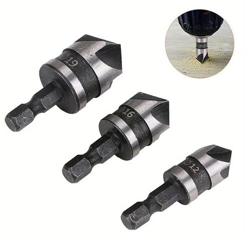 3pcs Carbon Steel 90-Degree 1/4" Hex Shank Counterbore Drill Bits for Woodworking in Saudi Arabia