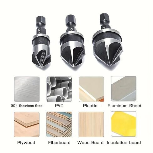 3pcs Carbon Steel 90-Degree 1/4" Hex Shank Counterbore Drill Bits for Woodworking in Saudi Arabia