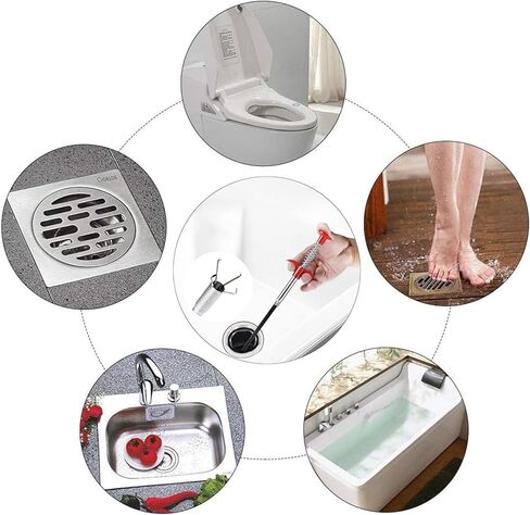 Drain Snake,61 inch Flexible Grabber Claw Pick Up Reacher Tool,Drain Clog Remover - Gutter Cleaning Tools for Home Sink, Bathroom Tub,Drain, Toilet, Tight Spaces in Saudi Arabia