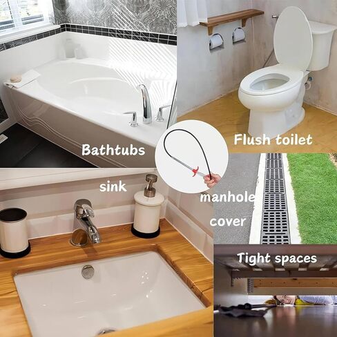 Drain Snake,61 inch Flexible Grabber Claw Pick Up Reacher Tool,Drain Clog Remover - Gutter Cleaning Tools for Home Sink, Bathroom Tub,Drain, Toilet, Tight Spaces in Saudi Arabia