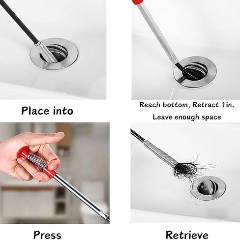 Drain Snake,61 inch Flexible Grabber Claw Pick Up Reacher Tool,Drain Clog Remover - Gutter Cleaning Tools for Home Sink, Bathroom Tub,Drain, Toilet, Tight Spaces in Saudi Arabia