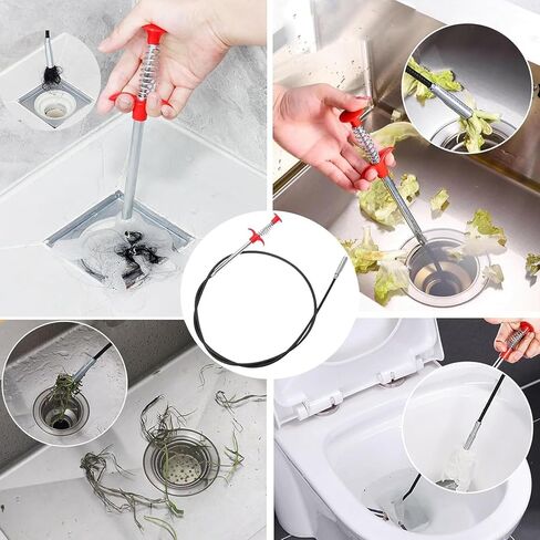 Drain Snake,61 inch Flexible Grabber Claw Pick Up Reacher Tool,Drain Clog Remover - Gutter Cleaning Tools for Home Sink, Bathroom Tub,Drain, Toilet, Tight Spaces in Saudi Arabia