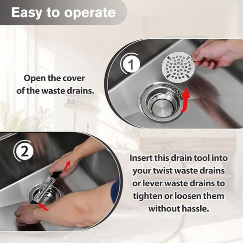 Waste Drain Tool for 3 Tier Sink in Commercial Kitchens, Fit Twist and Lever Waste Drains Removal Tool - Stainless Steel in Saudi Arabia