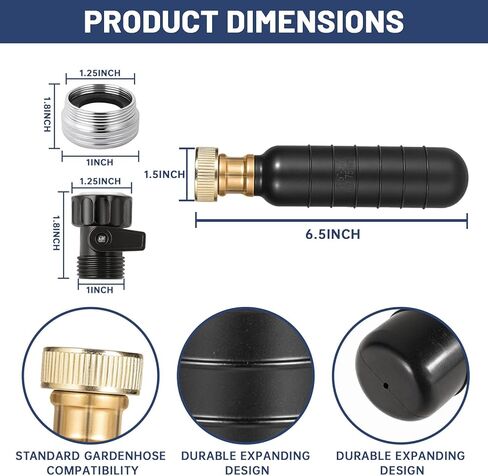 Drain Bladder Kit, Drain Cleaning Bladder With Water Stop Valve Faucet Adapter And 16 3/8ft Garden Hose, Drain Blockage Unclog Kit For Bathroom Drains Kitchen Sinks, Fit 1.5 To 3 IN Drain Pipes in Saudi Arabia