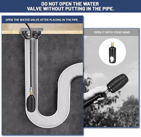 Drain Bladder Kit, Drain Cleaning Bladder With Water Stop Valve Faucet Adapter And 16 3/8ft Garden Hose, Drain Blockage Unclog Kit For Bathroom Drains Kitchen Sinks, Fit 1.5 To 3 IN Drain Pipes in Saudi Arabia