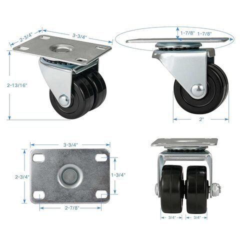 عجلات 2 بوصة، مجموعة من 4 عجلات شديدة التحمل - سعة إجمالية 1200 رطل، عجلات دوارة مع عجلة مطاطية صلبة مزدوجة، عجلات جاك المقطورة لعربة منضدة الأثاث in Kuwait