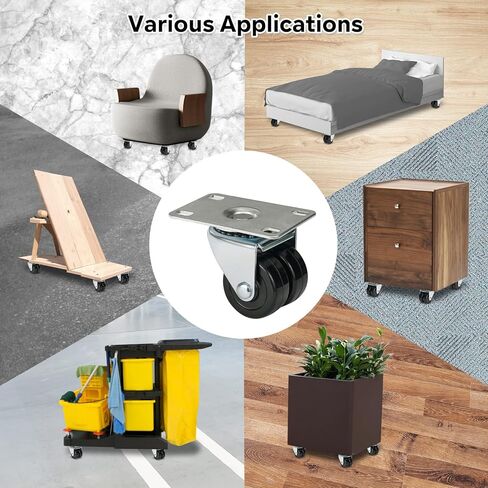 عجلات 2 بوصة، مجموعة من 4 عجلات شديدة التحمل - سعة إجمالية 1200 رطل، عجلات دوارة مع عجلة مطاطية صلبة مزدوجة، عجلات جاك المقطورة لعربة منضدة الأثاث in Kuwait