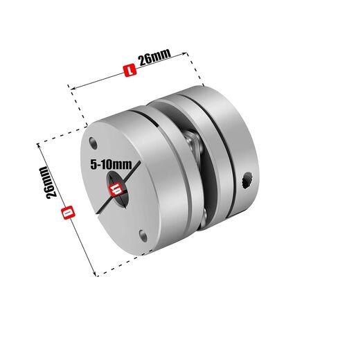 D26L26 واحد الحجاب الحاجز اقتران مرونة مشتركة D26mm L26mm الكرة اللولبية خطوة محرك معزز التشفير 1 قطعة (6.35x8) in Kuwait