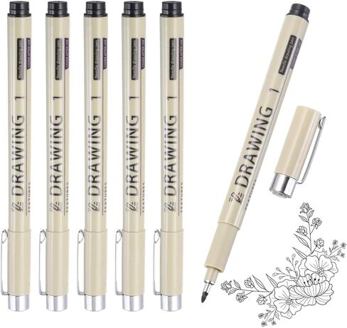 MECCANIXITY 04 Fineliner Ink Pens, 6Pcs 0.4mm Black Micro Pens with Waterproof Archival Ink for Watercolor Sketching Cartoon Technical Drawing in Saudi Arabia