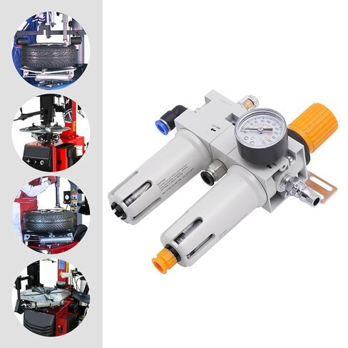 Tire Changer Oil Water Separator with Pressure Gauge, Oil Water Regulator with Connectors, Lower Air Outlet Tire Changer Air Pressor,145Psi Max. Pressure, Manual Drainage in Saudi Arabia