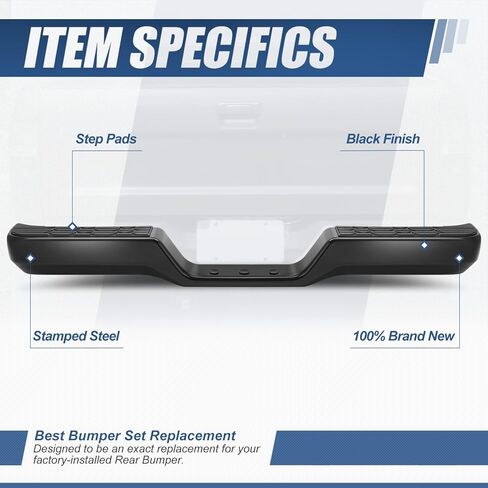 Auto Dynasty Rear Bumper Assembly Compatible with 1989 1990 1991 1992 1993 1994 1995 Toyota Pickup 1989-1995, with Step Pad, Face Bar, Support Brackets & Mounting Hardware, TO1102221, Chrome in Saudi Arabia