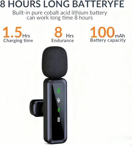 ميكروفونات لافالير 3 في 1 لأجهزة iPhone/Android/الكاميرا (مقبس Lightning/USBC/3.5 مم)، ميكروفون صغير بشاشة LED مع كتم الصوت/تردد/تقليل الضوضاء لتسجيل الفيديو ومدونات الفيديو in Kuwait