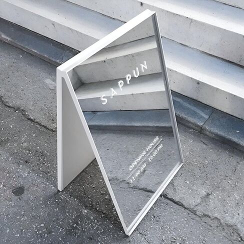 Neonapm Mirror Customer Stopper with Individual UV Print, Double-Sided Stand for Pilates Studios, Boutiques, Hairdressing Salons & Pop-Up Stores, Eyecatcher for Customer Acquisition (Footless 40 x 70 in Saudi Arabia