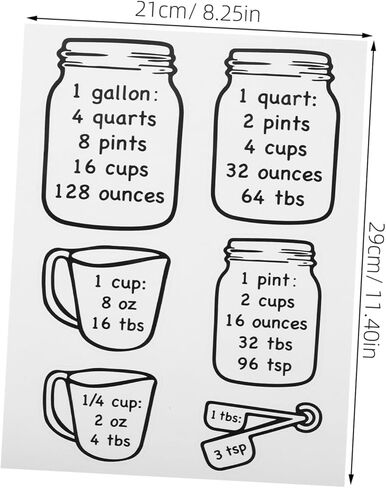 Cabilock 2pcs Kitchen Measurement Conversion Chart Accurate Ounces to Cups Guide Easy Baking Supplies for Home Cooks and Bakers Kitchen Utility Tools Cooking Reference for Recipes in Saudi Arabia