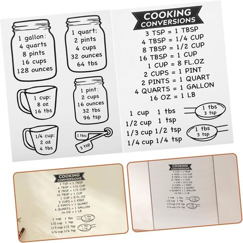 Cabilock 2pcs Kitchen Measurement Conversion Chart Accurate Ounces to Cups Guide Easy Baking Supplies for Home Cooks and Bakers Kitchen Utility Tools Cooking Reference for Recipes in Saudi Arabia