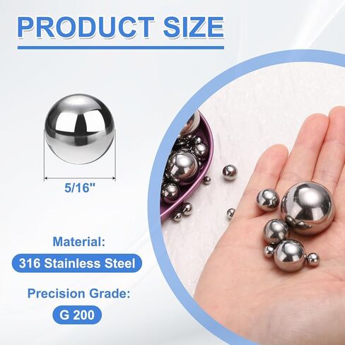 uxcell 50Pcs Precision Balls 1/2" Diameter G200 Solid 304 Stainless Steel Bearing Balls for Ball Bearing, Machinery, Automotive, and DIY in Saudi Arabia