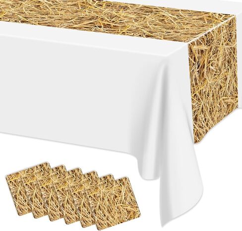 6Pcs Rustic Table Runner Brown Wood Grain Country Table Runner Table Cloth Rectangular Table Decoration for Western Barn Farm Barbecue Birthday Party Decorations, 14 x 108inch in Saudi Arabia