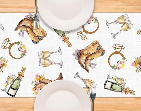 Pudodo Boots and Bubbly Bridal Shower Table Runner Champagne Themed Cowgirl Western Bachelorette Kitchen Dining Room Home Decor (13" x 72") in Saudi Arabia