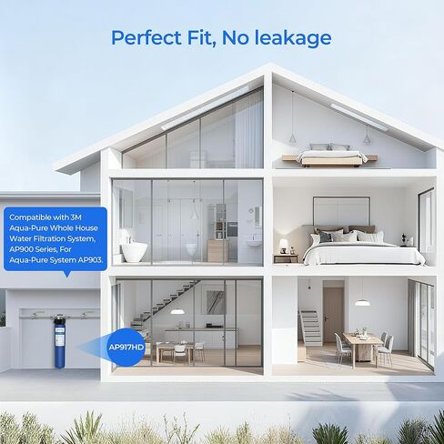 فلتر مياه AP917HD، متوافق مع فلتر استبدال Aqua-Pure® AP917HD للرواسب المنزلية بالكامل/CTO لنظام 3M® Aqua-Pure® AP903 بسعة 100,000 جالون (عبوة واحدة) in Kuwait