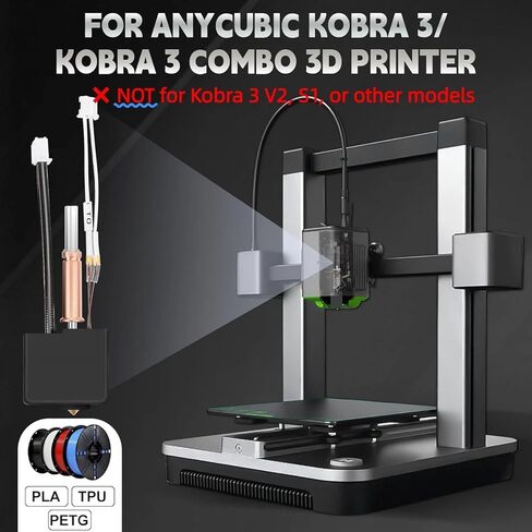 طقم Hotend مكون من 3 قطع لكوبرا 3، طقم بثق رأس الطباعة المجمع مع 9 فوهات نحاسية 0.2/0.4/0.6 مم، 30 إبرة تنظيف، 3 غطاء سيليكون ومفتاح ربط 6 مم، متوافق مع مجموعة Anycubic Kobra 3/Kobra 3 in Kuwait
