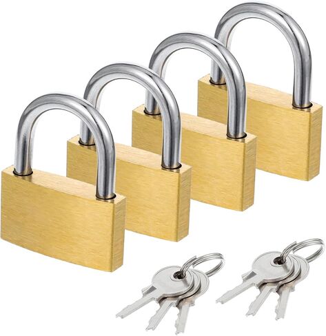 4 Pcs Small Lock, Small Solid Brass Keyed Padlocks, 20mm + 25mm Gym Locker Lock, Waterproof Locker Padlock Mini Locks for Shed, Gate, Luggage, Backpack, Gym, Jewelry Box Locks in Saudi Arabia